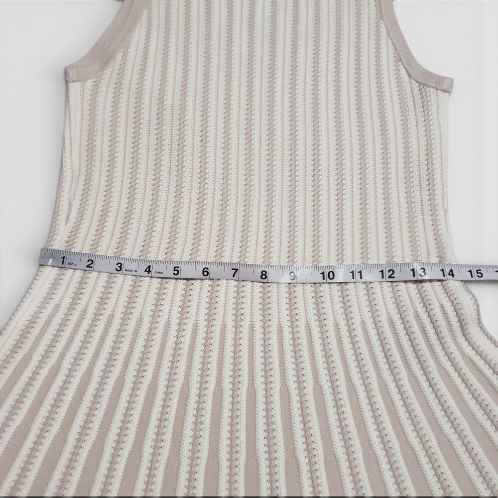Lands End Womens Beige Striped Fit & Flare Knit Rib Texture Dress Oatmeal Sm 4-6 - Picture 9 of 10